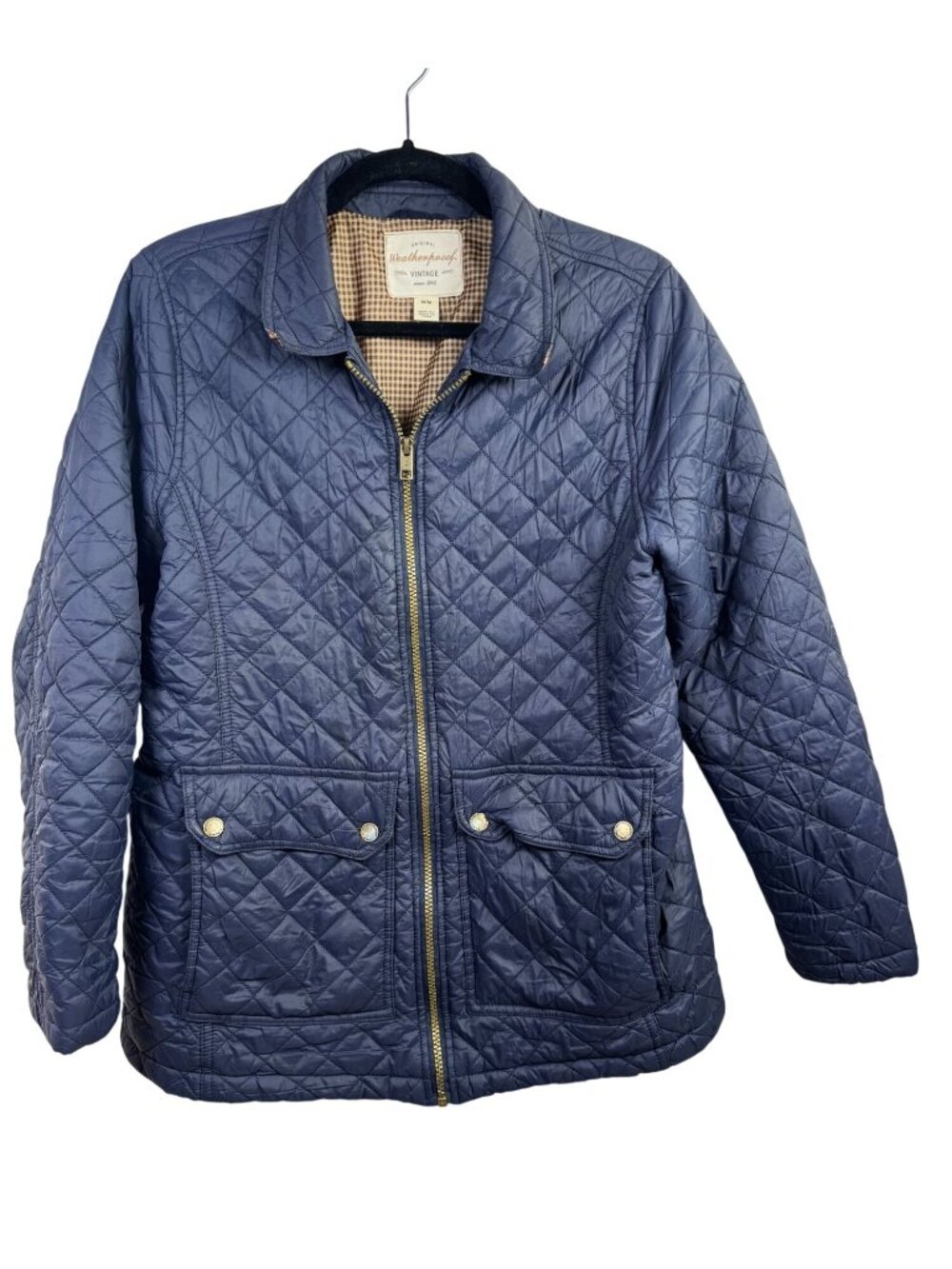Weatherproof Vintage Blue Quilted Chore Barn Jacket Womens Medium Lightweight